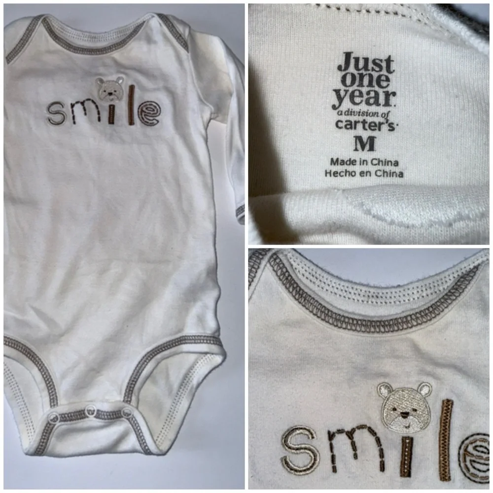 Carter’s bodysuit bundle Aqua, Pink, and White girls One Piece Set size 6 M.